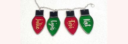 Personalized Green and Red Christmas Stained Glass Lights